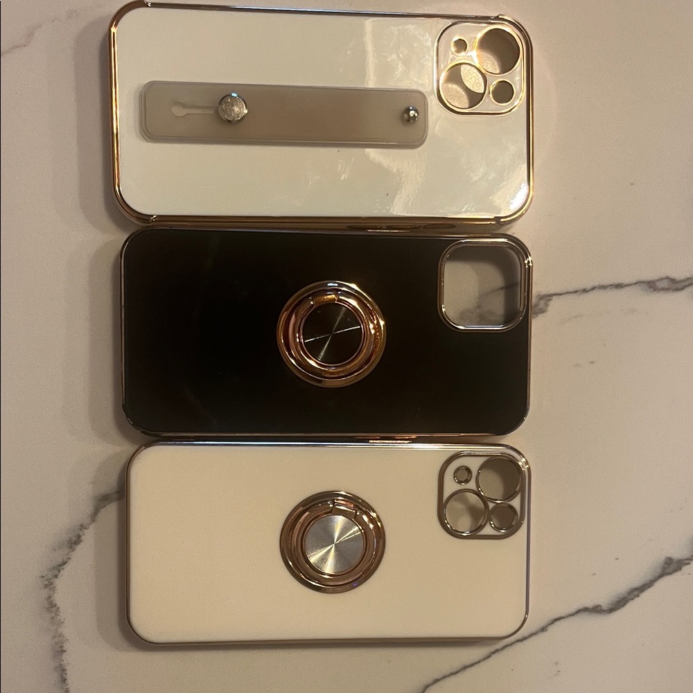 iPhone 13 - Black and White Phone Cases with Ring Holder